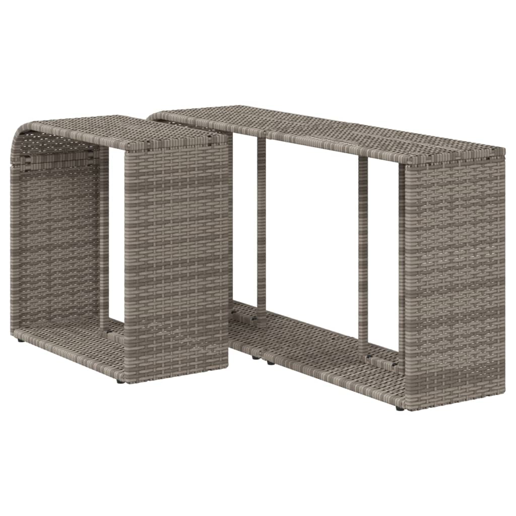 Opbergschappen 2 st poly rattan grijs