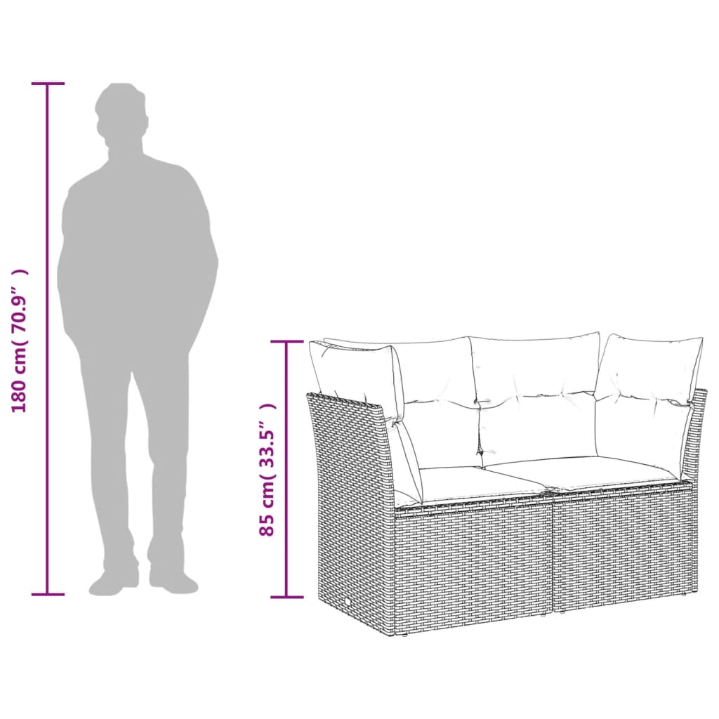 Tuinbank 2-Zits Met Kussens Poly Rattan Grijs