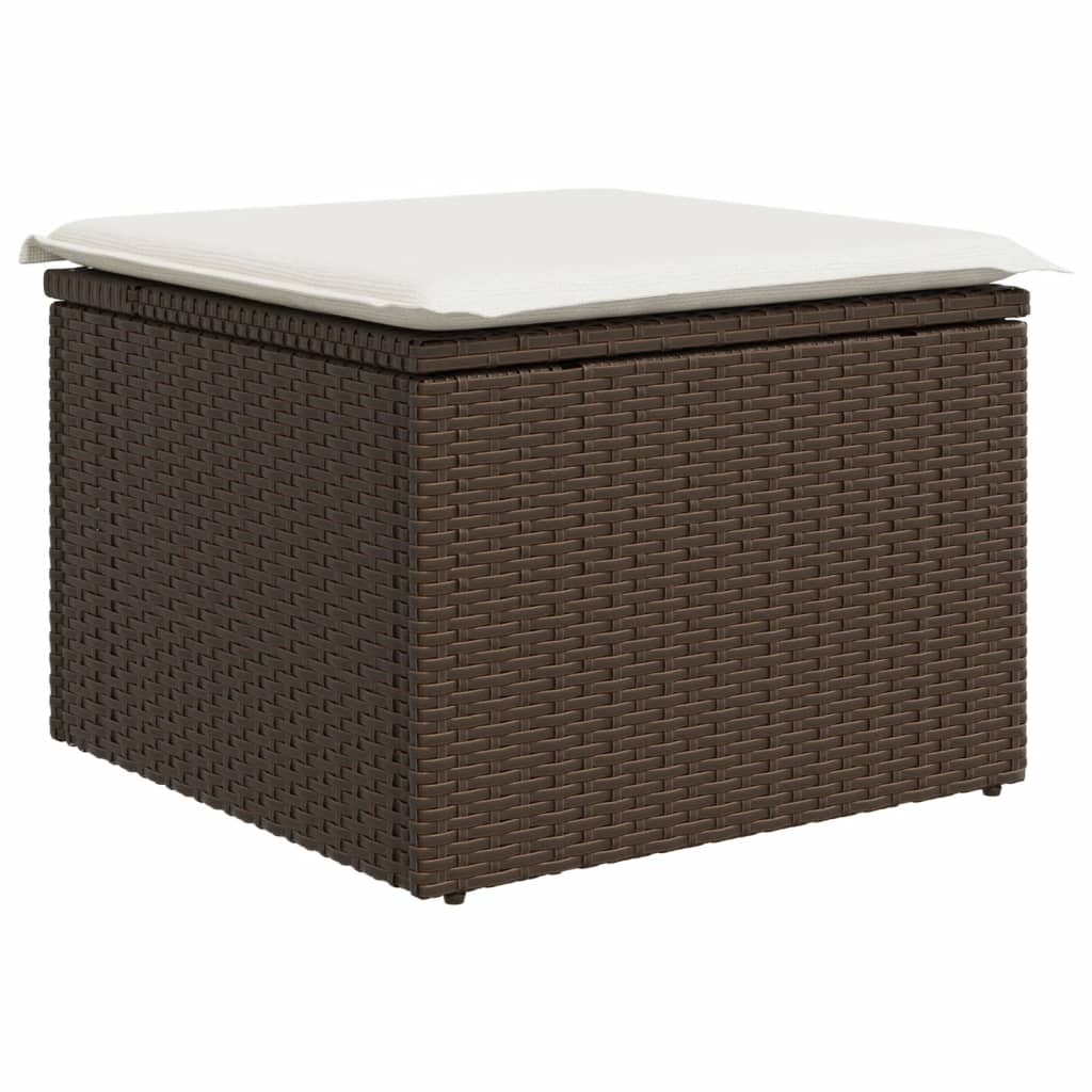 Tuinkruk met kussen 55x55x37 cm poly rattan bruin