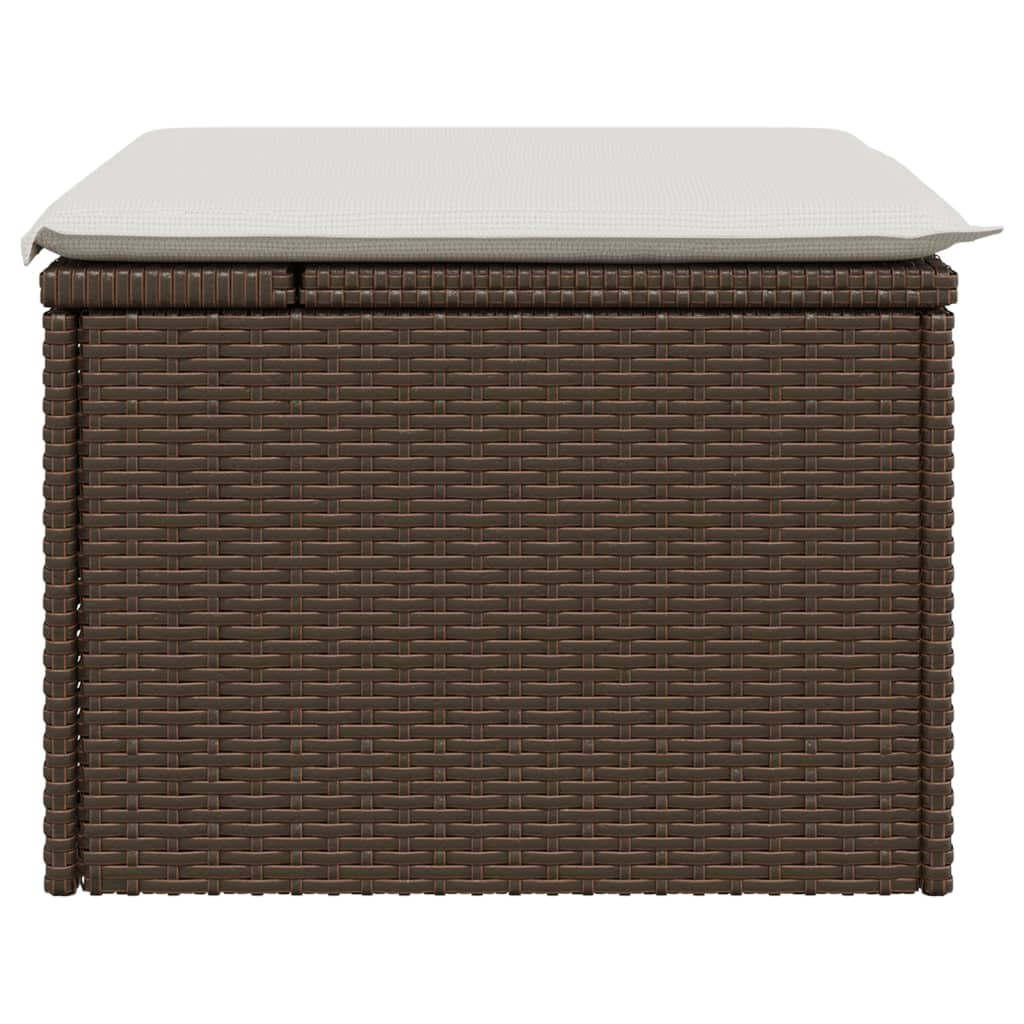 Tuinkruk met kussen 55x55x37 cm poly rattan bruin