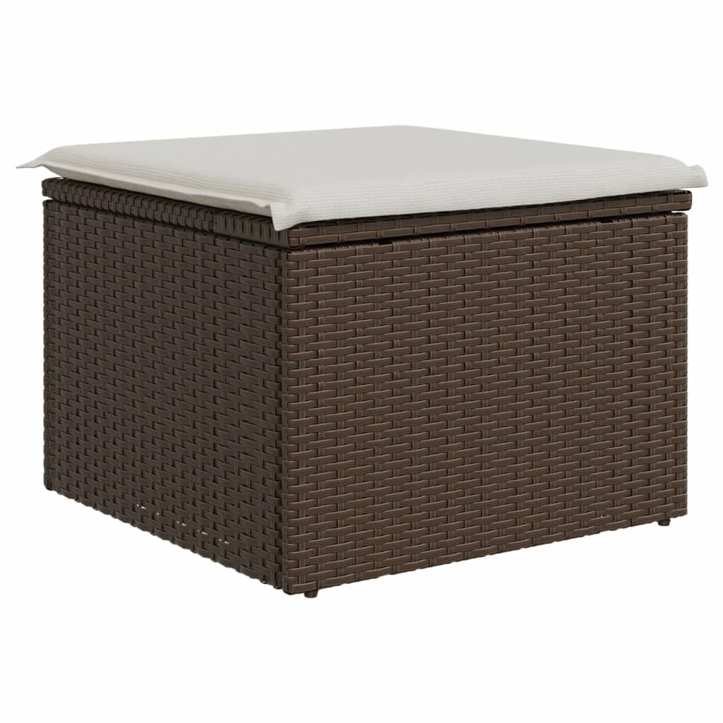 Tuinkruk met kussen 55x55x37 cm poly rattan bruin