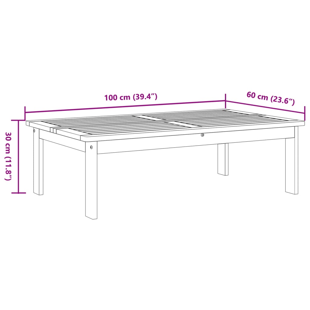 Tuintafel 100x60x30 cm massief acaciahout