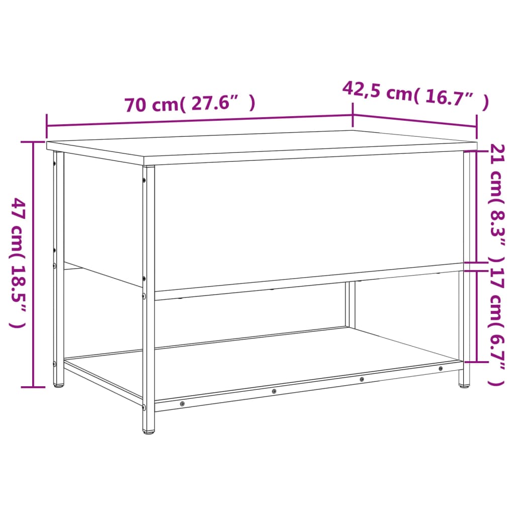 Opbergbankje 70X42,5X47 Cm Bewerkt Hout Zwart 70 x 42.5 x 47 cm