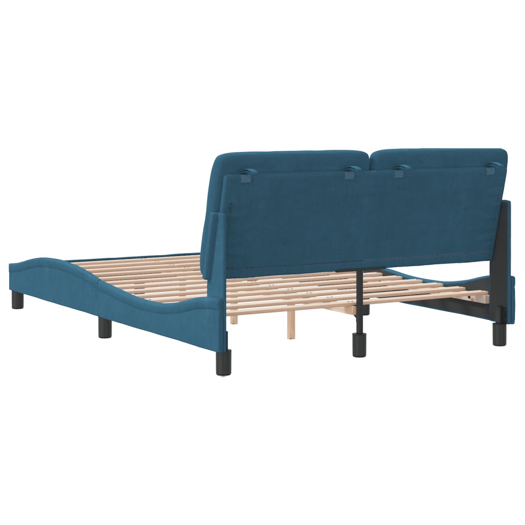 Bedframe met hoofdeinde fluweel blauw 140x190 cm