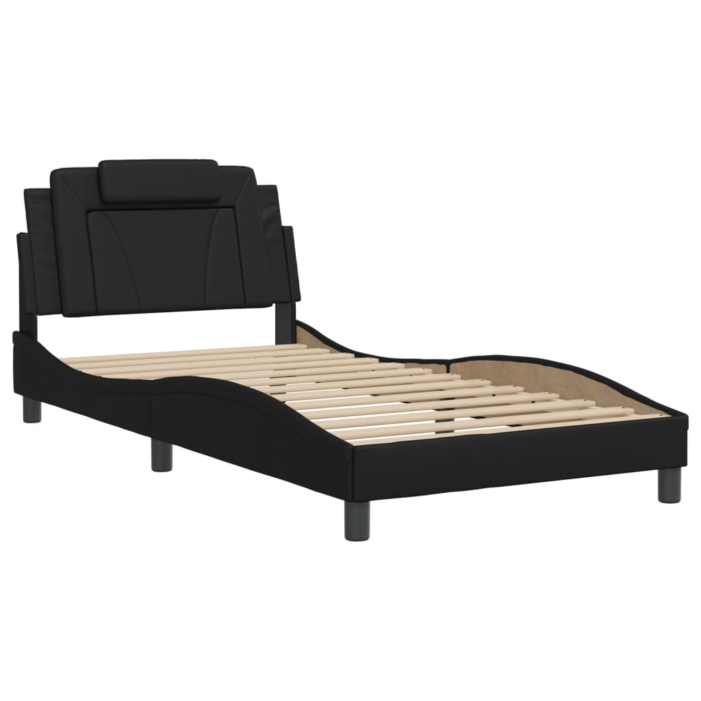 Bedframe Met Hoofdbord Kunstleer Zwart 100X200 Cm