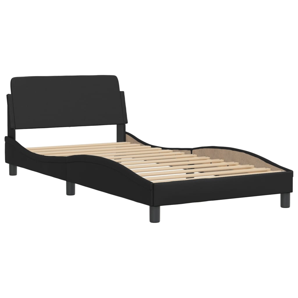 Bedframe Met Hoofdbord Kunstleer Zwart 100X200 Cm