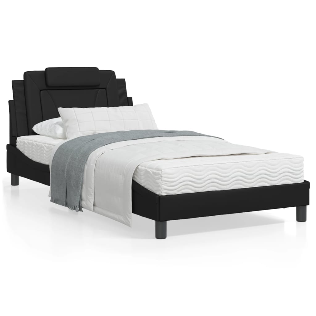 Bedframe Met Hoofdbord Kunstleer Zwart 100X200 Cm