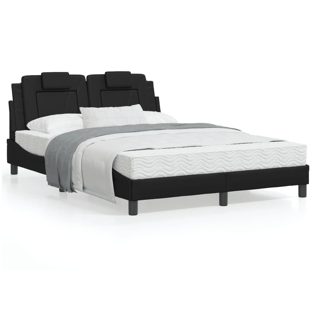 Bedframe Met Hoofdbord Kunstleer Zwart 120X200 Cm