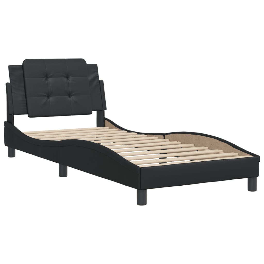 Bedframe met hoofdbord kunstleer zwart 100x200 cm