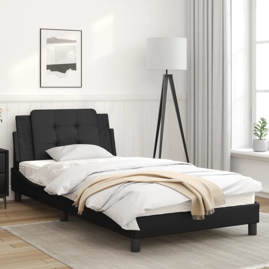 Bedframe met hoofdbord kunstleer zwart 100x200 cm