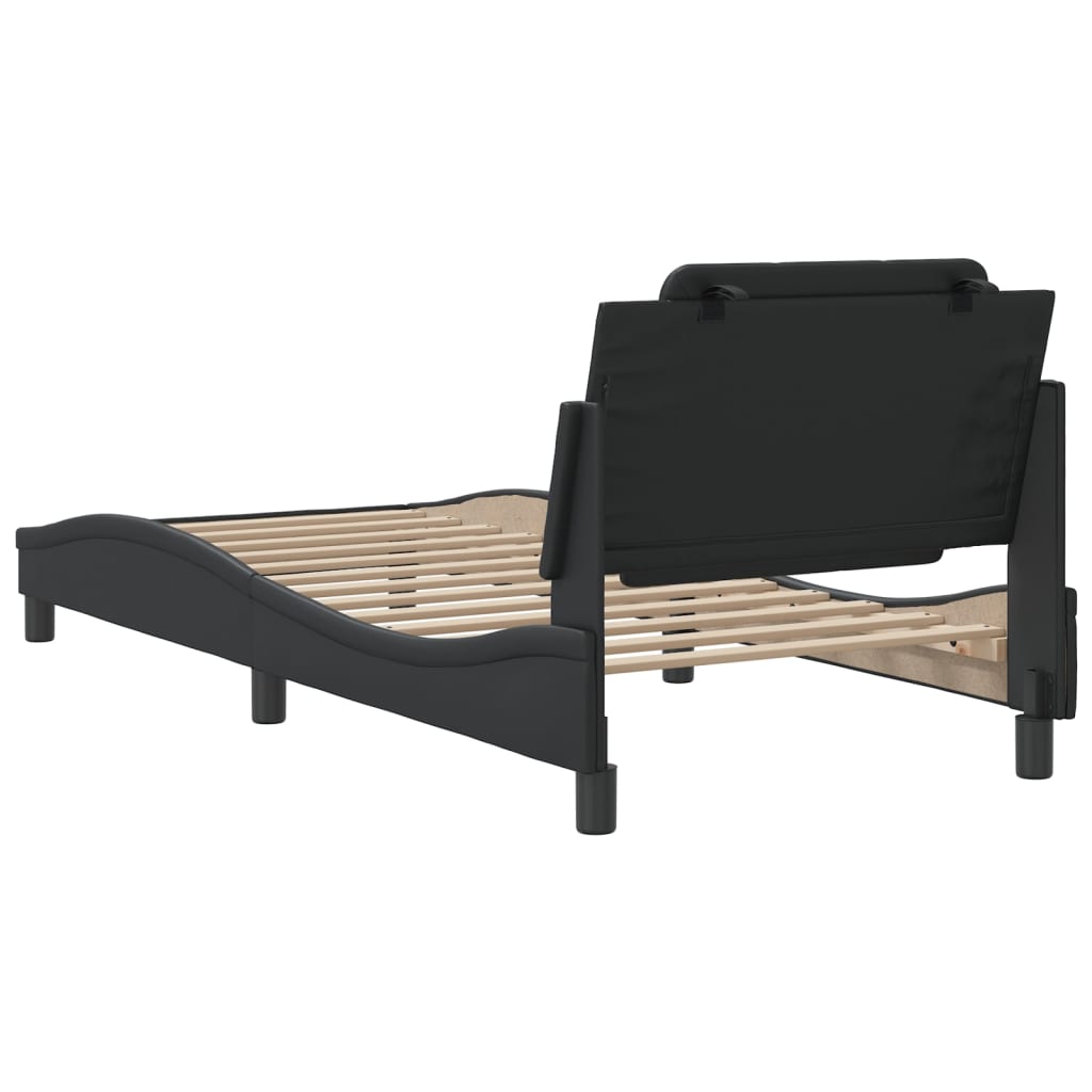 Bedframe met hoofdbord kunstleer zwart 100x200 cm