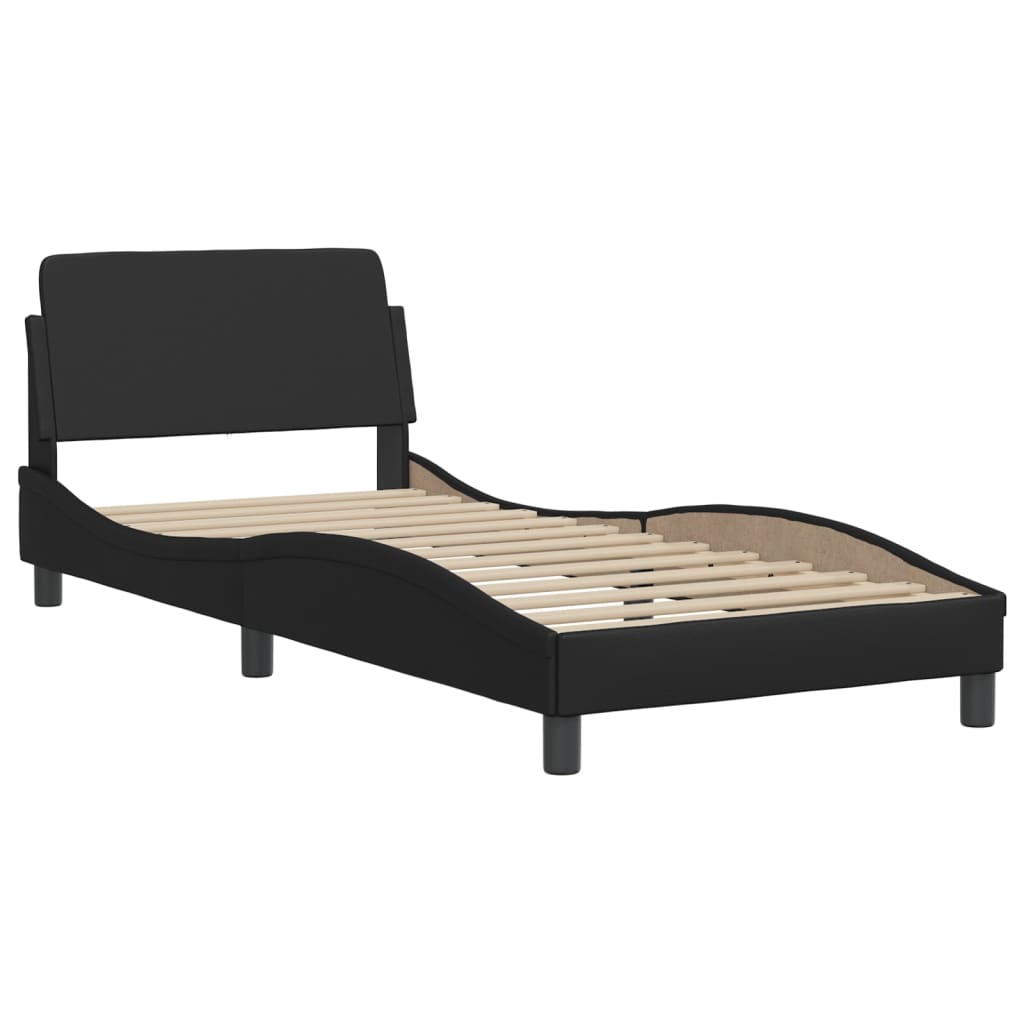 Bedframe met hoofdbord kunstleer zwart 100x200 cm