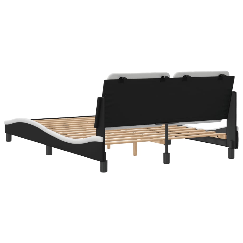 Bedframe met hoofdbord kunstleer zwart en wit 120x200 cm