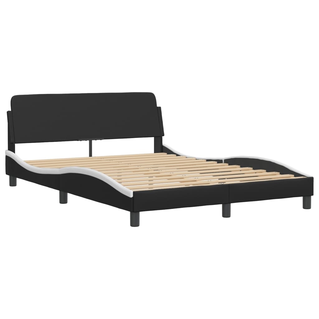 Bedframe met hoofdbord kunstleer zwart en wit 120x200 cm