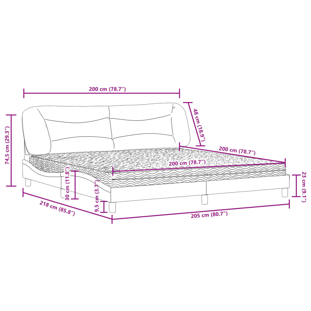 Bed met matras stof lichtgrijs 200x200 cm