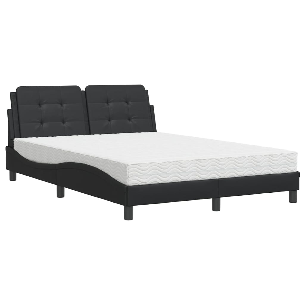 Bed met matras kunstleer zwart 140x200 cm