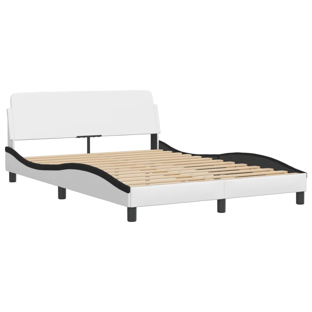 Bed met matras kunstleer wit en zwart 140x200 cm