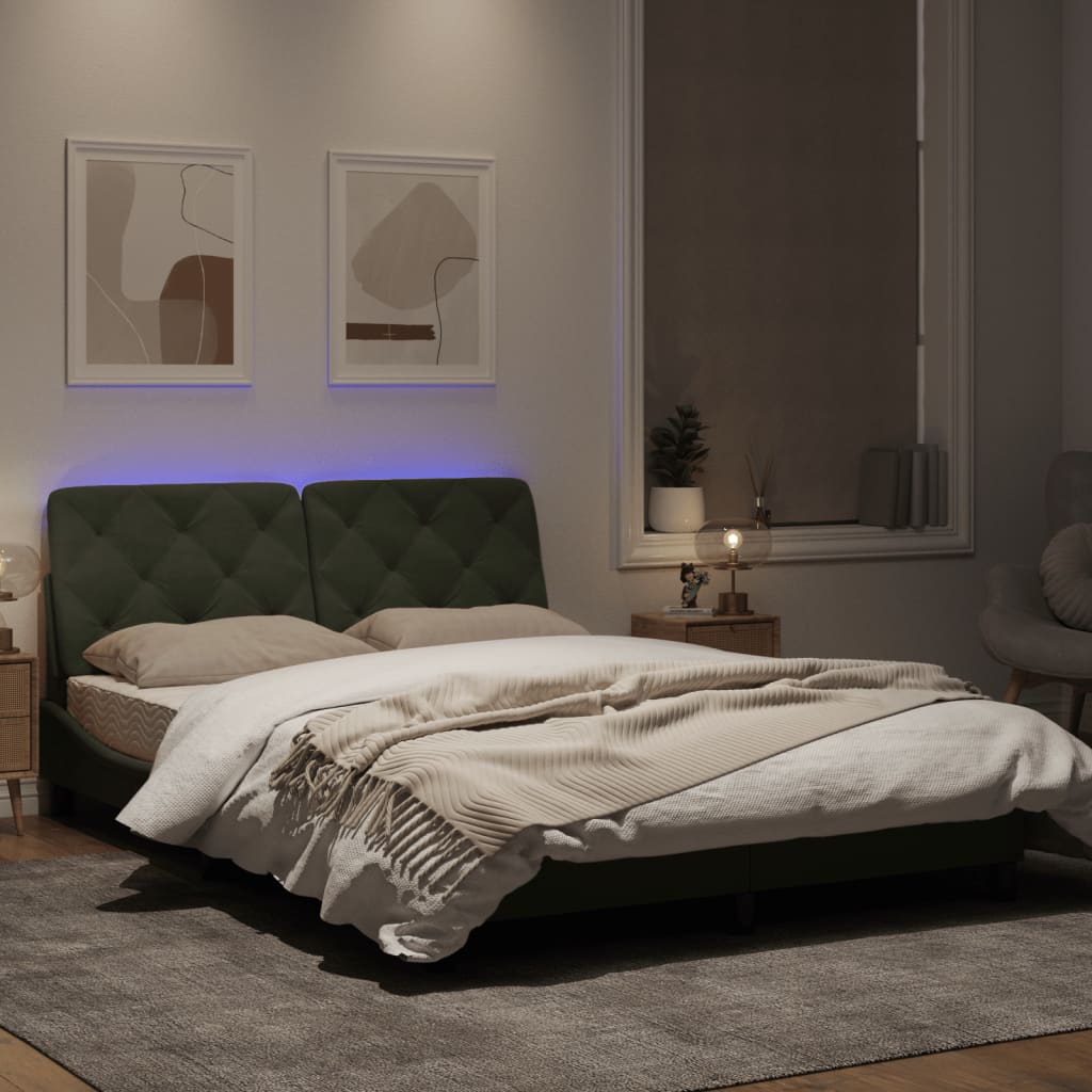 Bedframe met LED-verlichting fluweel lichtgrijs 120x200 cm