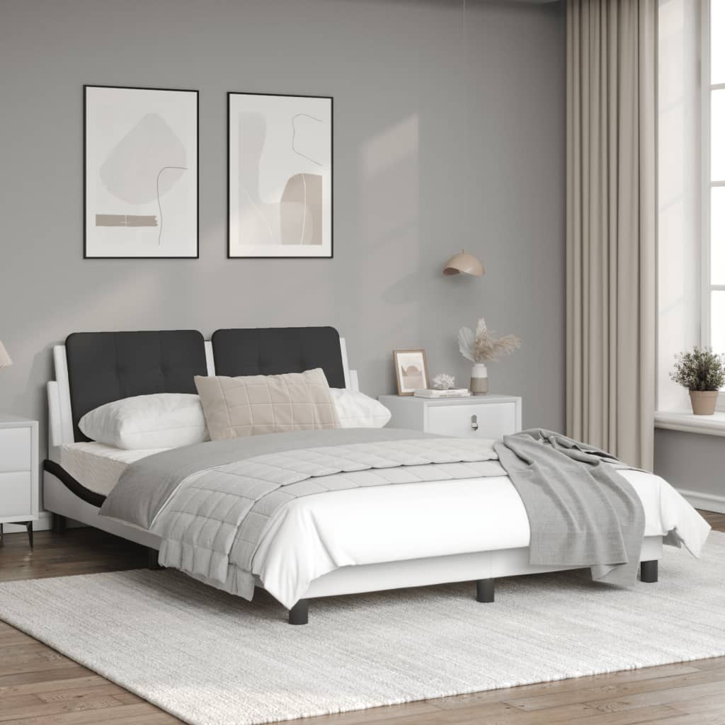 Bedframe met LED-verlichting kunstleer wit en zwart 120x200 cm