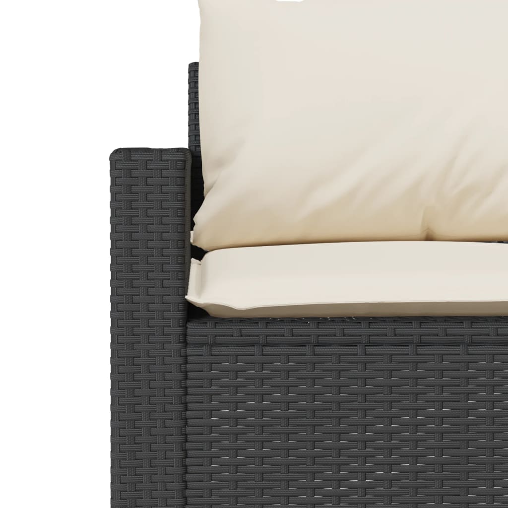 6-delige Loungeset met kussens poly rattan zwart