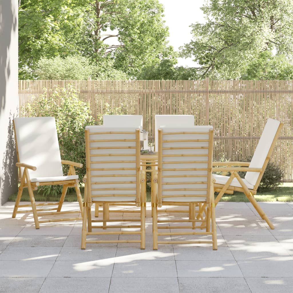Tuinstoelen Inklapbaar Met Kussens Bamboe Crème 6 Wit