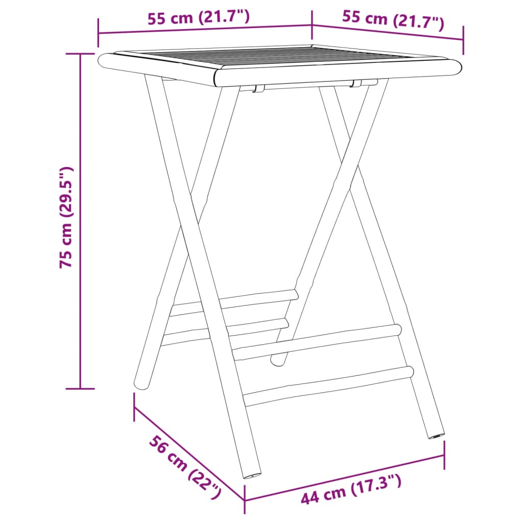 Tuintafel inklapbaar 55x55x75 cm bamboe