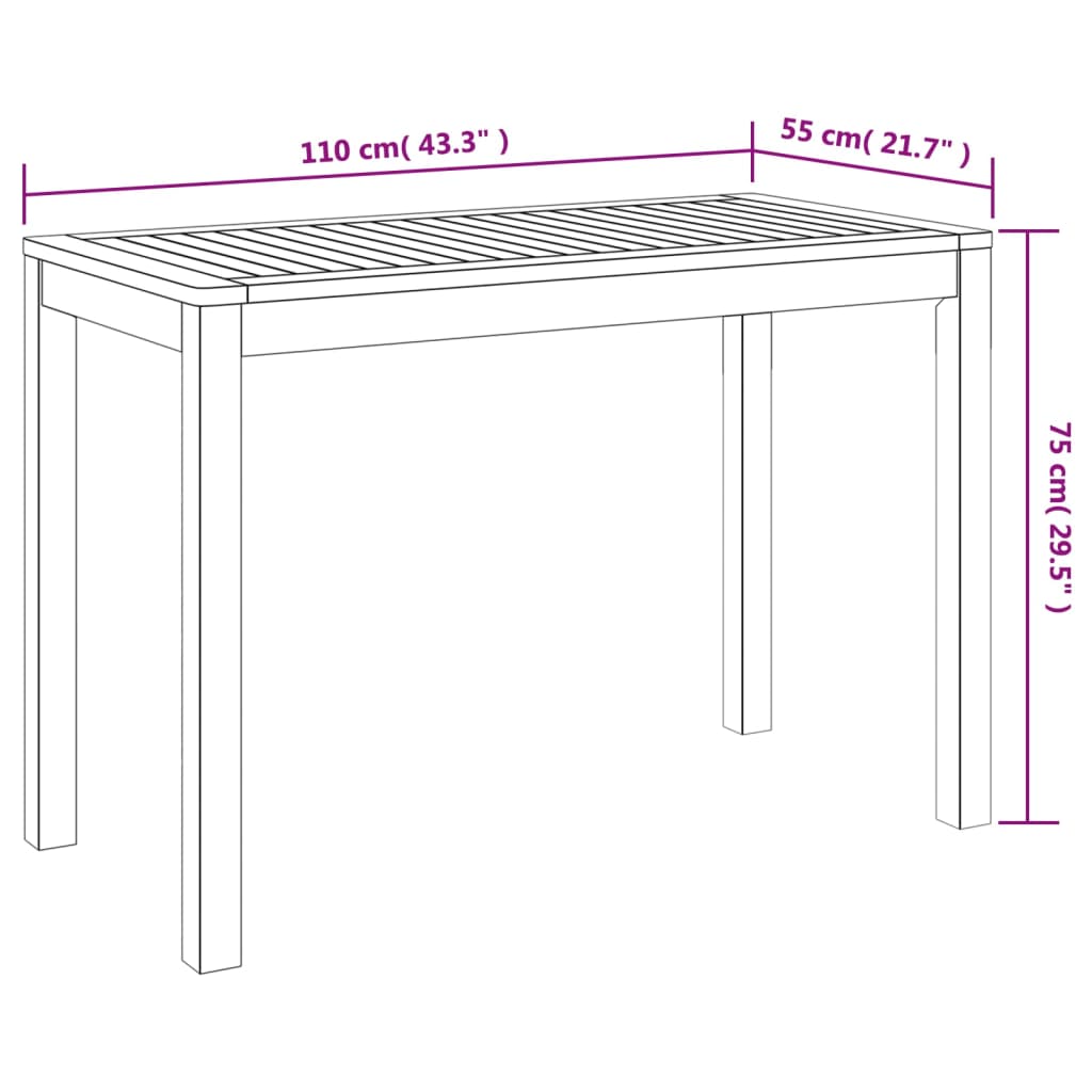 Tuintafel Massief Acaciahout 110 x 55 x 75 cm