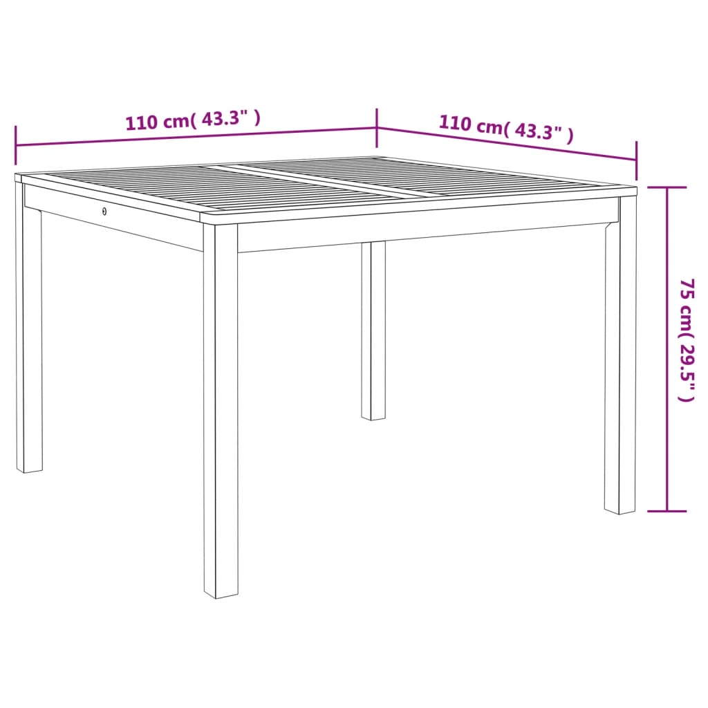 Tuintafel Massief Acaciahout 110 x 110 x 75 cm