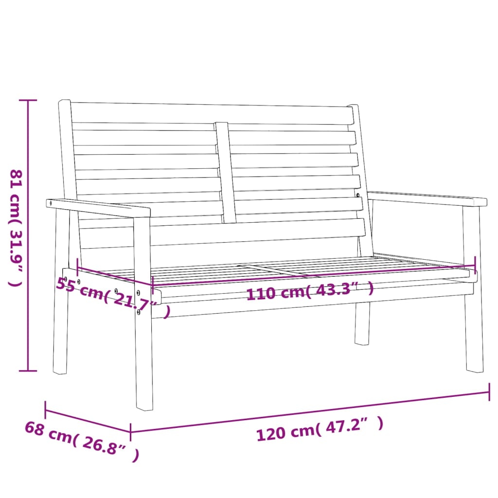 Tuinbank 120 cm massief acaciahout