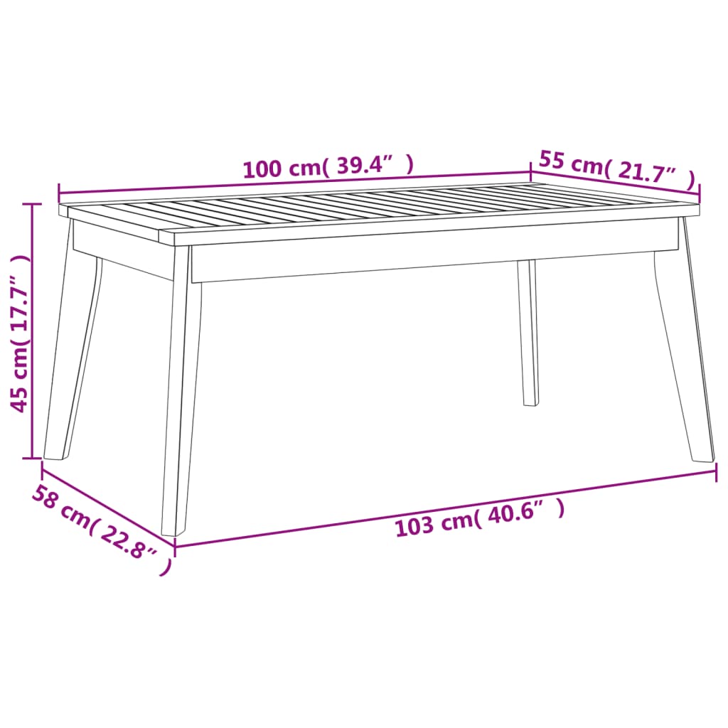 Tuintafel 100X55X45 Cm Massief Acaciahout