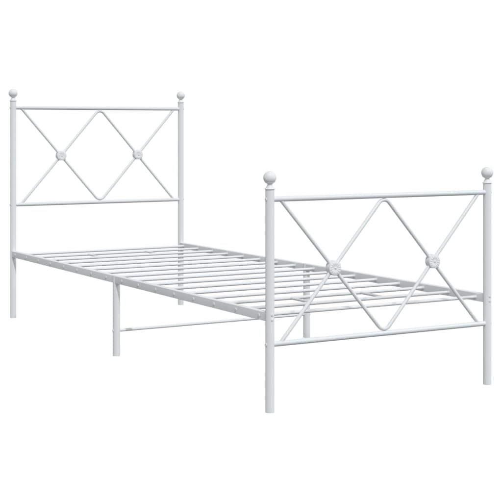 Bedframe met hoofd- en voeteneinde metaal wit 80x200 cm