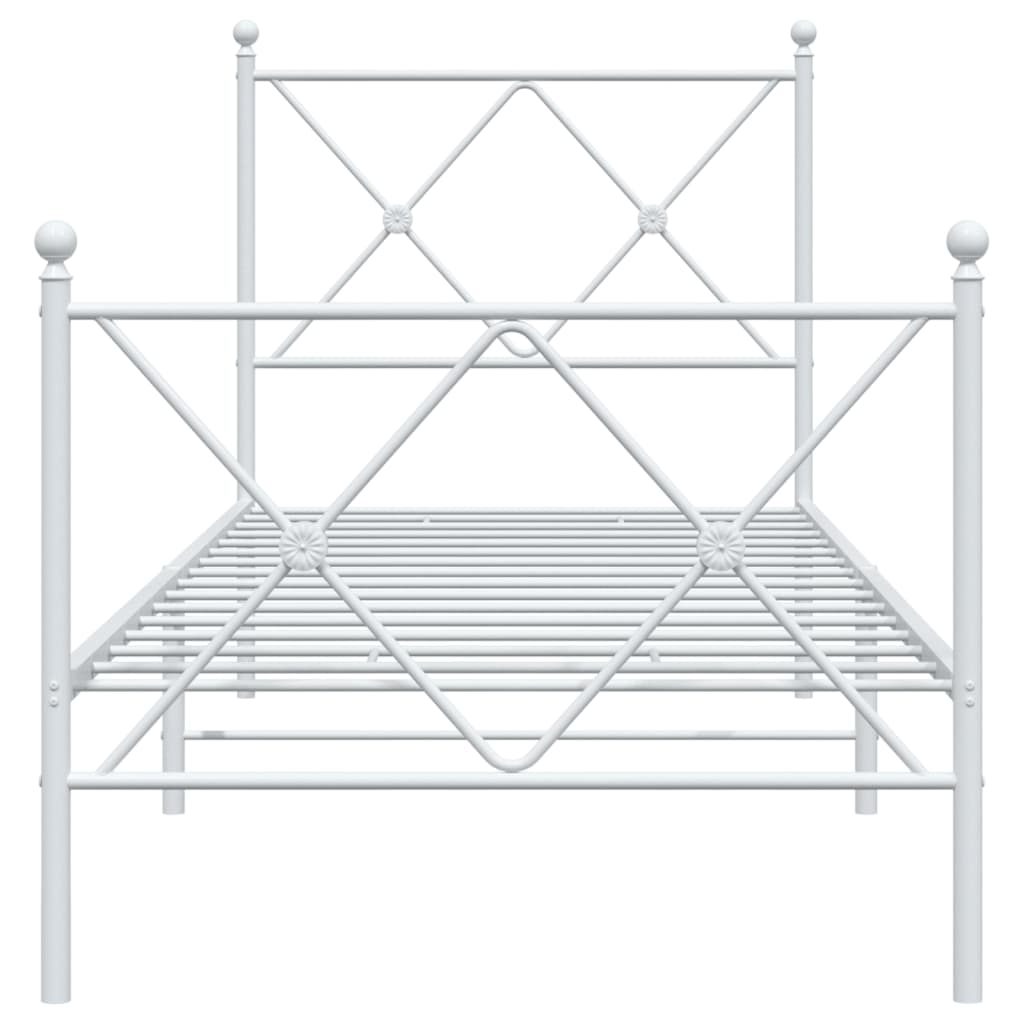 Bedframe met hoofd- en voeteneinde metaal wit 80x200 cm