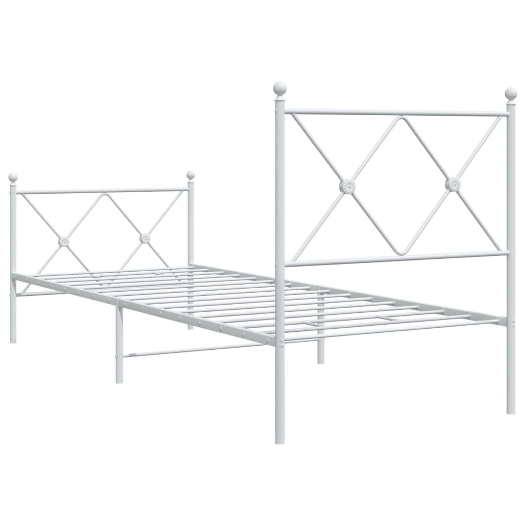 Bedframe met hoofd- en voeteneinde metaal wit 80x200 cm