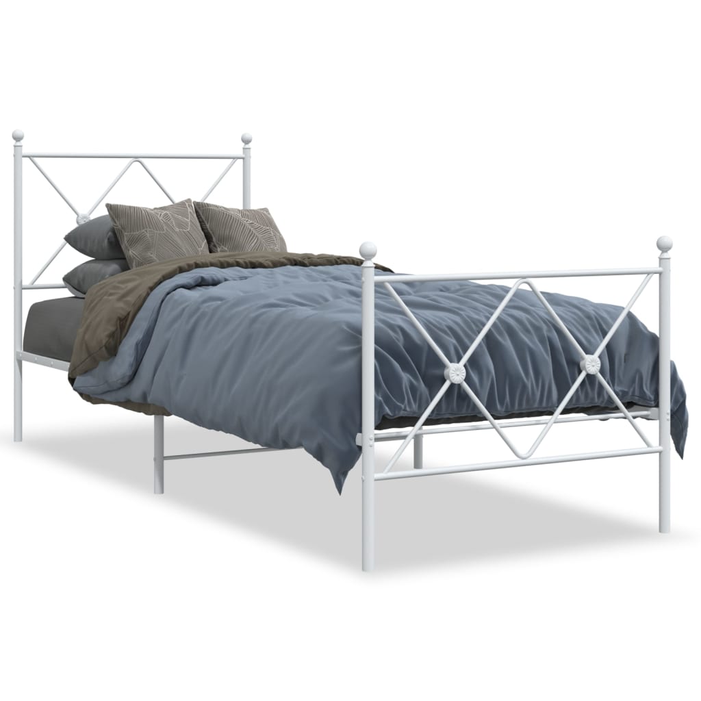 Bedframe met hoofd- en voeteneinde metaal wit 80x200 cm