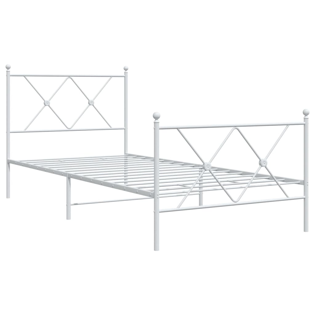 Bedframe met hoofd- en voeteneinde metaal wit 90x200 cm