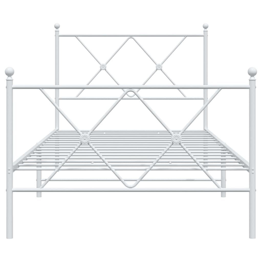 Bedframe met hoofd- en voeteneinde metaal wit 90x200 cm