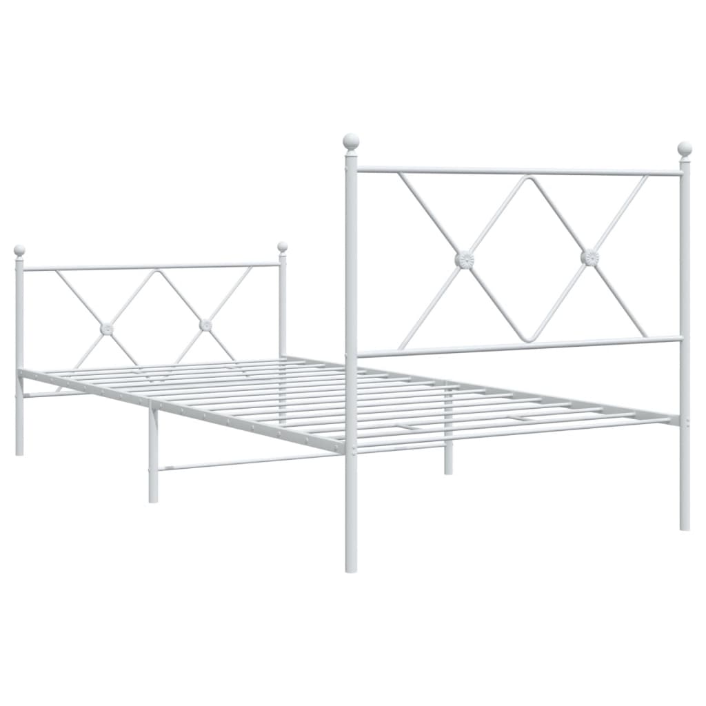 Bedframe met hoofd- en voeteneinde metaal wit 90x200 cm