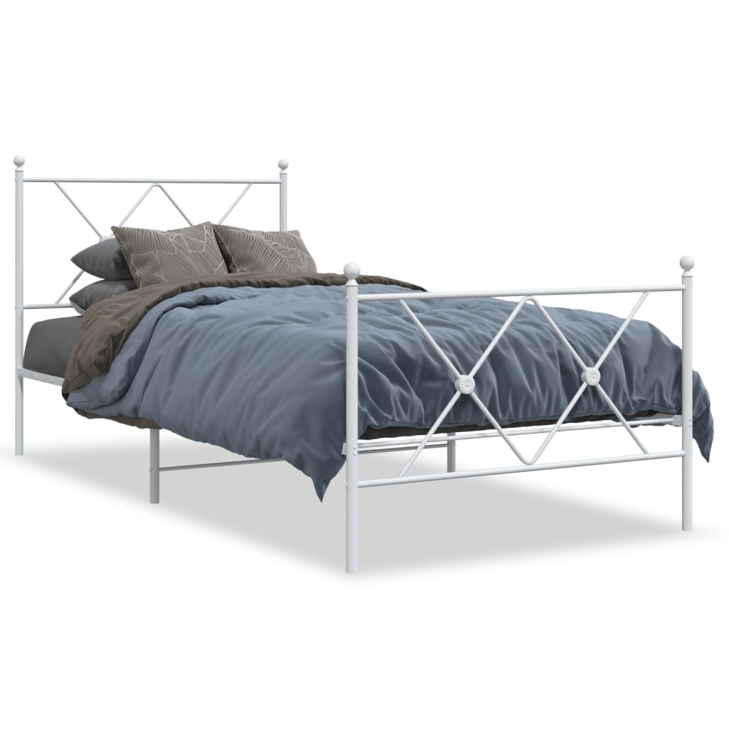 Bedframe met hoofd- en voeteneinde metaal wit 90x200 cm