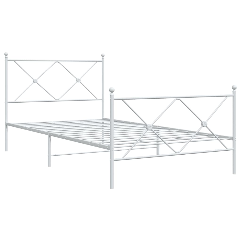 Bedframe met hoofd- en voeteneinde metaal wit 100x190 cm