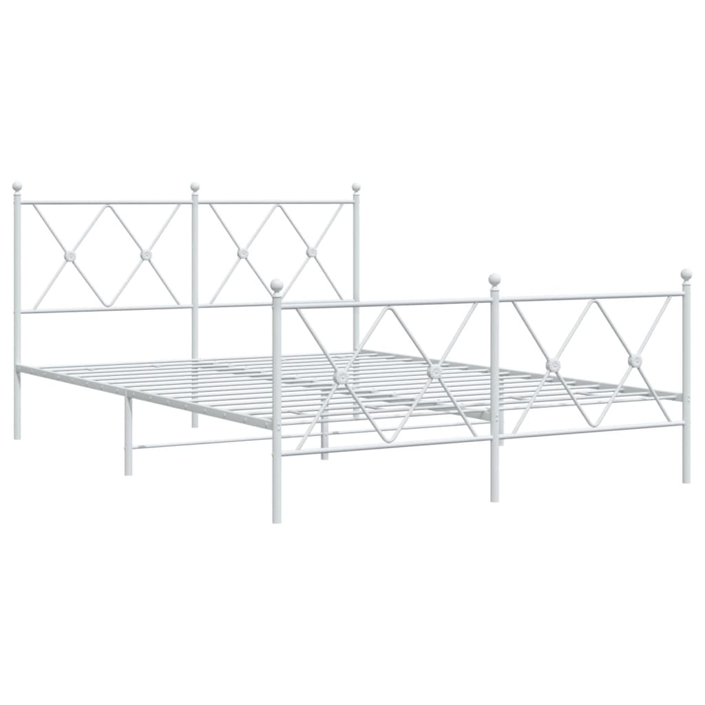 Bedframe met hoofd- en voeteneinde metaal wit 137x190 cm