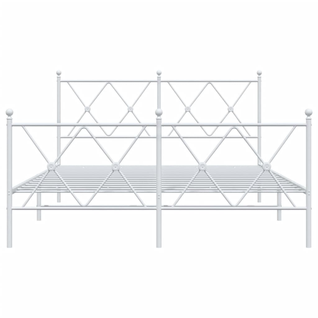 Bedframe met hoofd- en voeteneinde metaal wit 137x190 cm