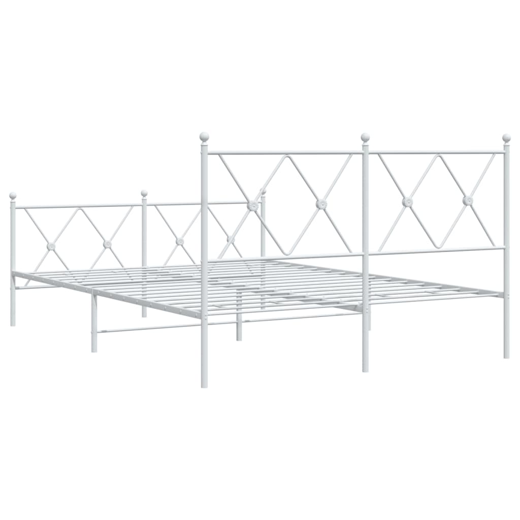 Bedframe met hoofd- en voeteneinde metaal wit 137x190 cm