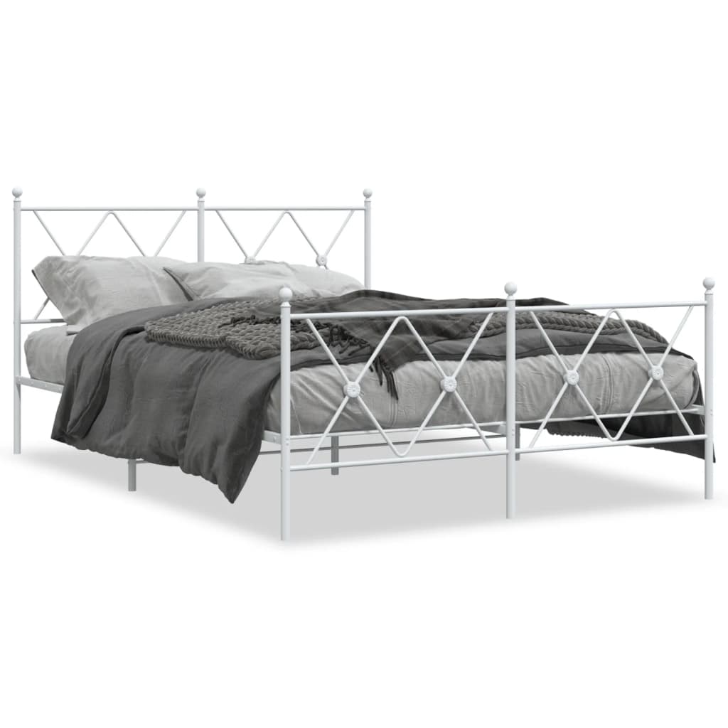 Bedframe met hoofd- en voeteneinde metaal wit 137x190 cm