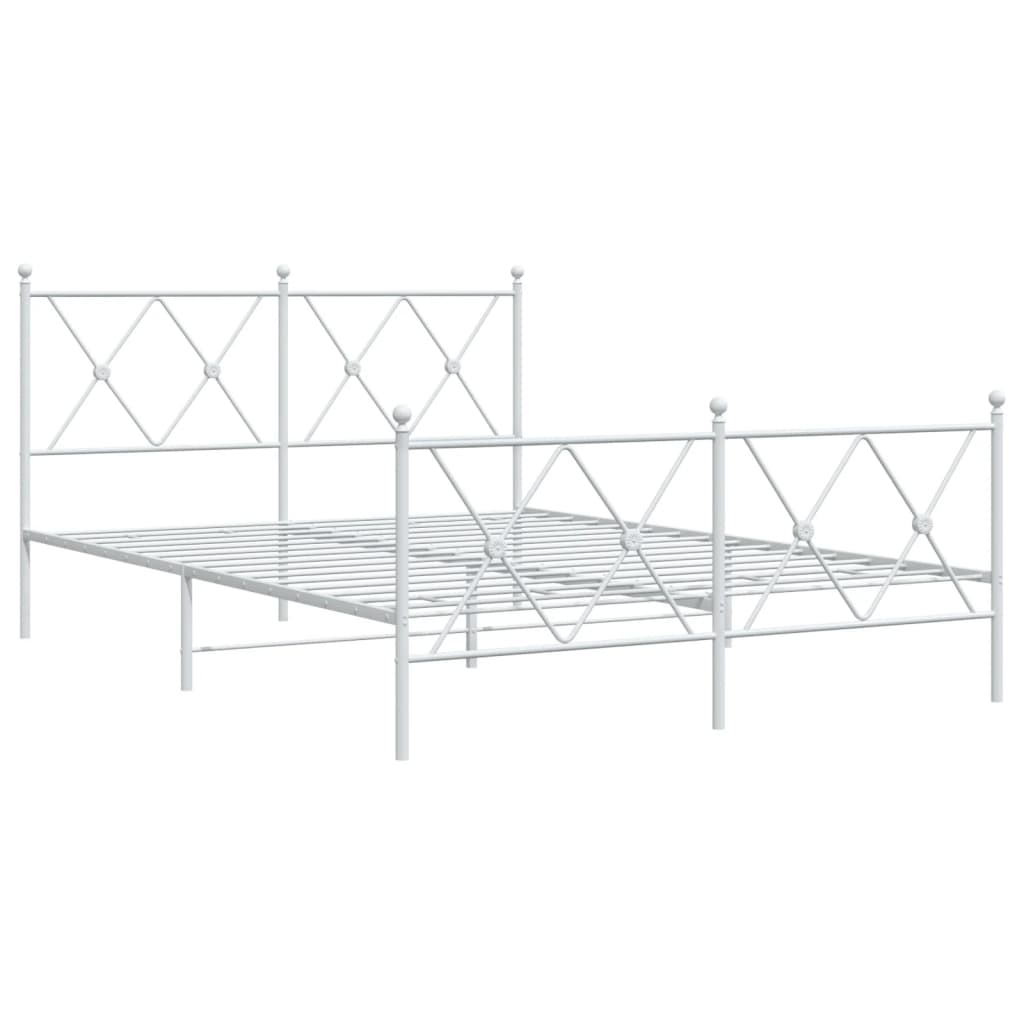 Bedframe met hoofd- en voeteneinde metaal wit 140x190 cm