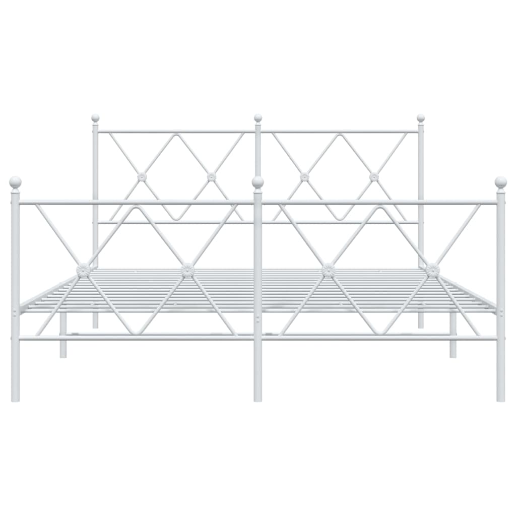 Bedframe met hoofd- en voeteneinde metaal wit 140x190 cm