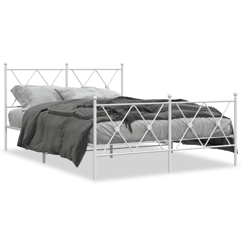 Bedframe met hoofd- en voeteneinde metaal wit 140x190 cm