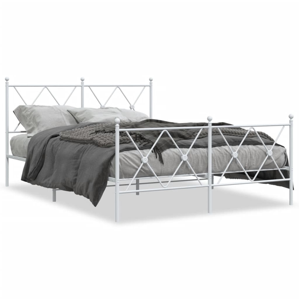 Bedframe met hoofd- en voeteneinde metaal wit 140x200 cm