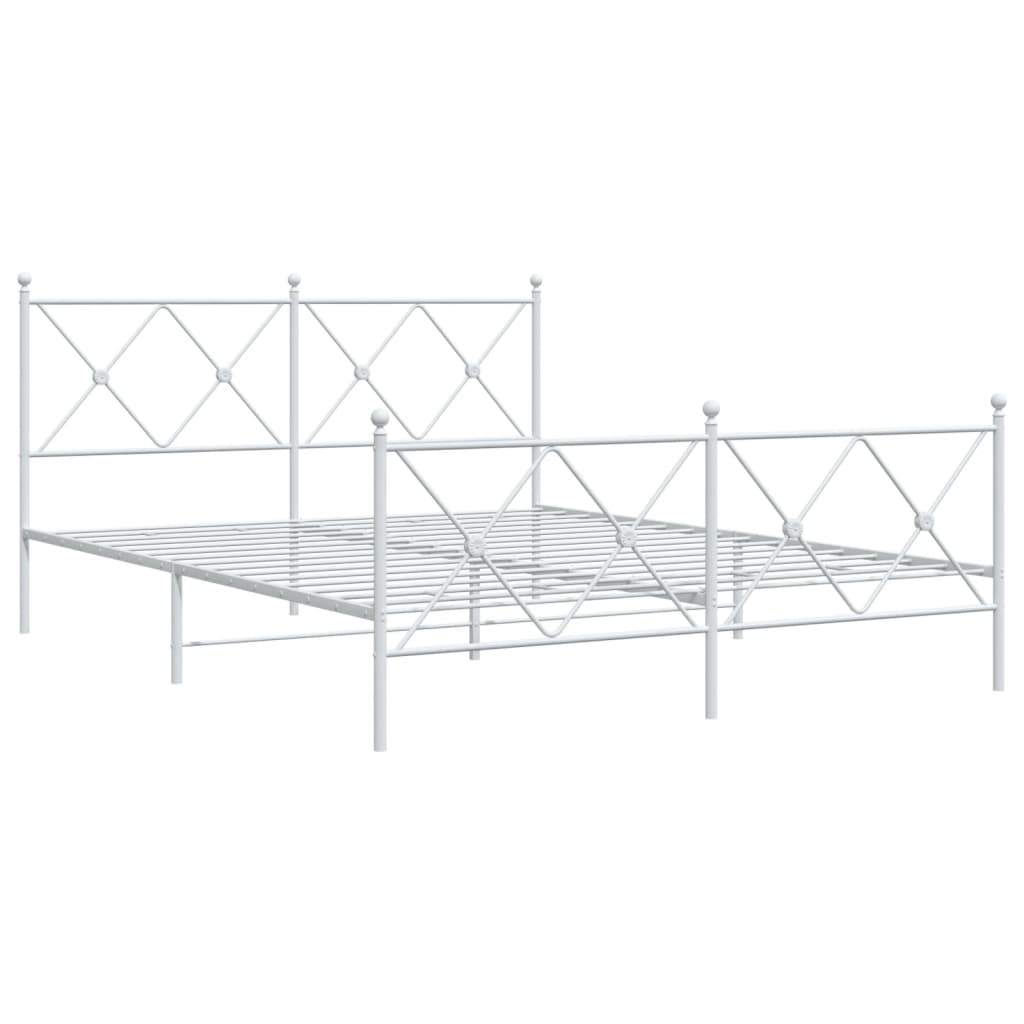 Bedframe met hoofd- en voeteneinde metaal wit 160x200 cm