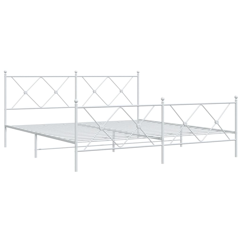 Bedframe met hoofd- en voeteneinde metaal wit 183x213 cm