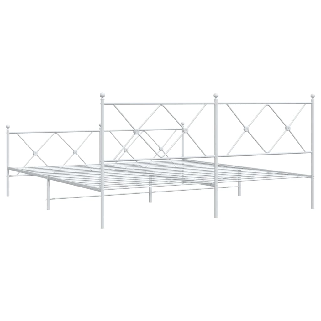 Bedframe met hoofd- en voeteneinde metaal wit 183x213 cm